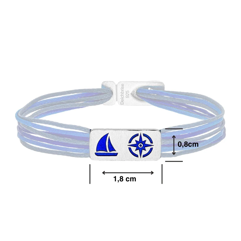 925er Silber-Armband "Heimathafen" (meeresblau) (Wachs-Cord) - Image 3