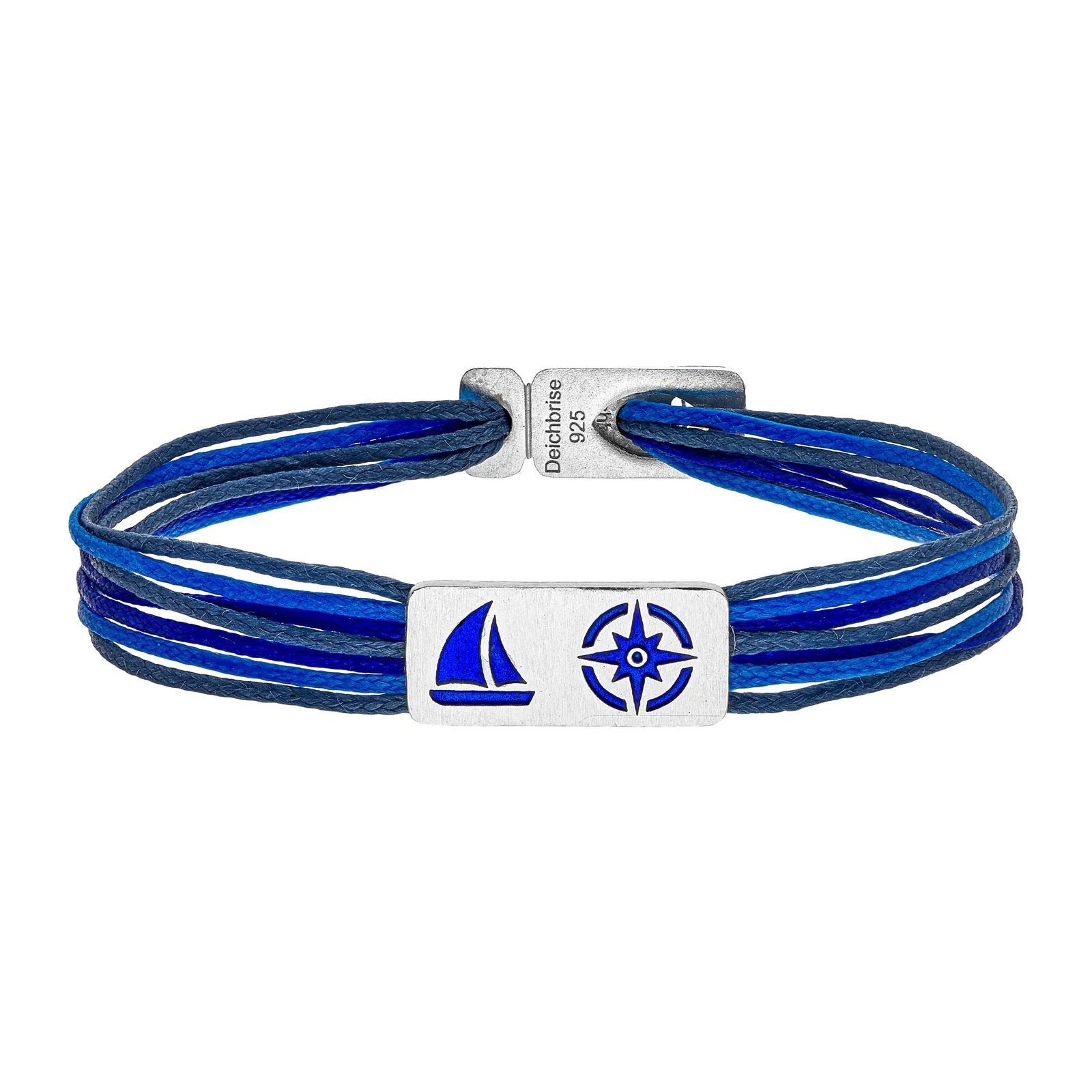 925er Silber-Armband "Heimathafen" (meeresblau) (Wachs-Cord) - Image 6