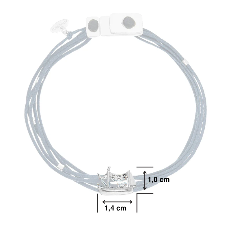 925er Silber-Armband "Kutter" (nebelblau) (Wachs-Cord) - Image 3