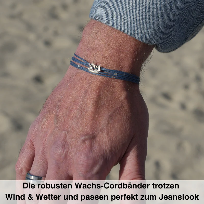 925er Silber-Armband "Kutter" (nebelblau) (Wachs-Cord) - Image 4