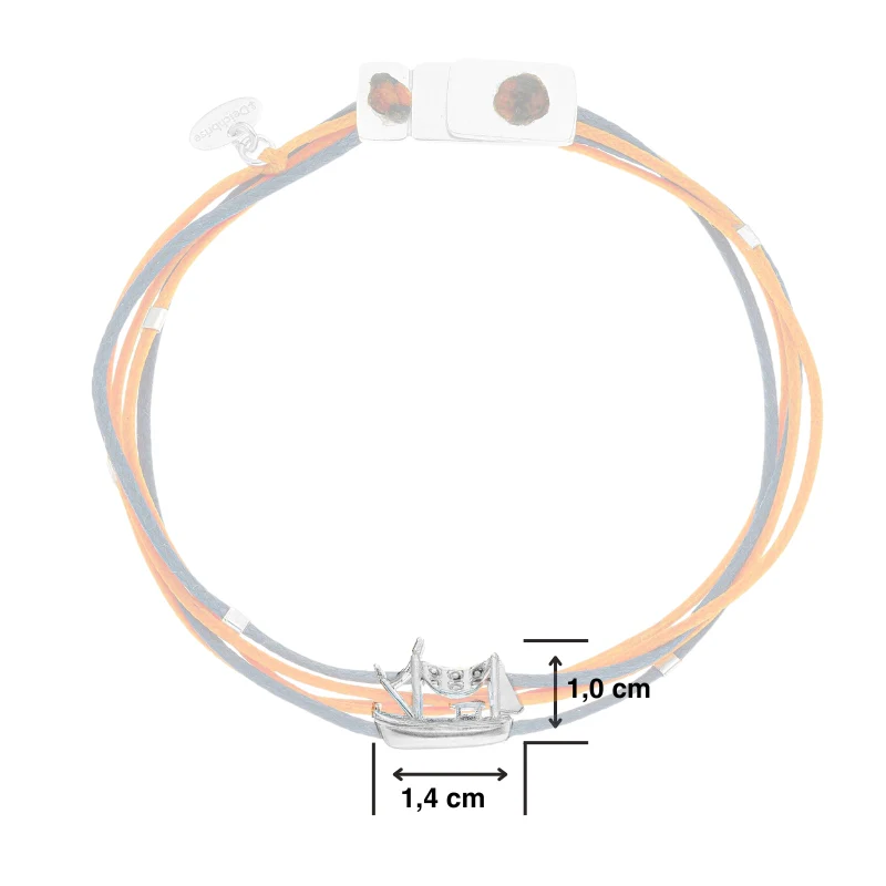 925er Silber-Armband "Kutter" (rostorange-nebelblau) (Wachs-Cord) - Image 3