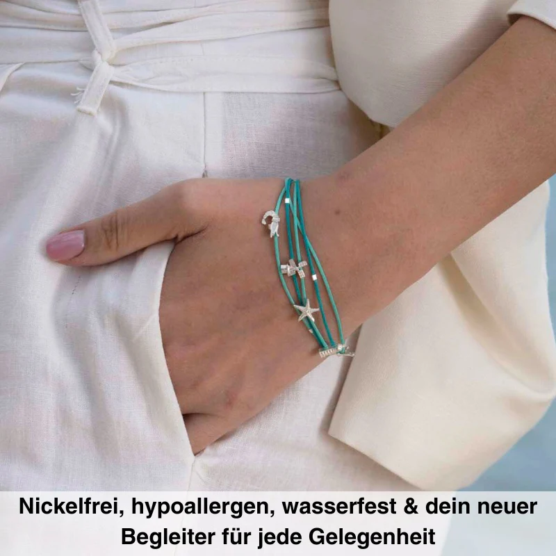 925er Silber Armband Ostfriesland (meeresgrün) (Wachs-Cord) - Image 2