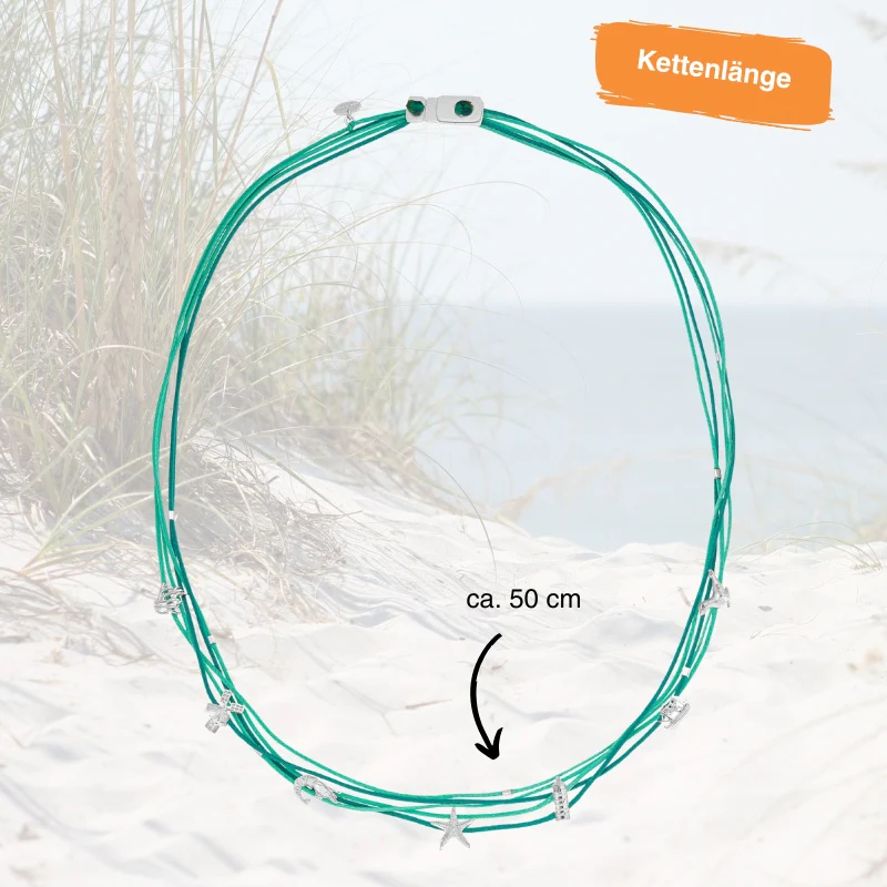 925er Silber Kette Ostfriesland (meeresgrün) (Wachs-Cord) - Image 3