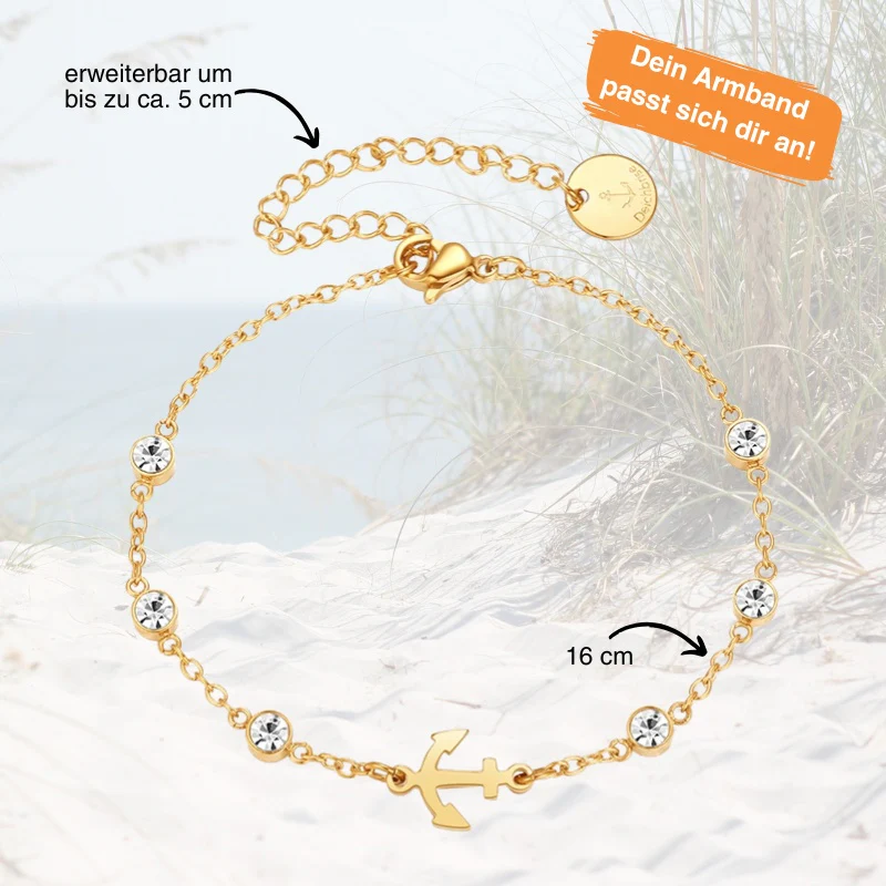 Armband aus Edelstahl Anker (mit Zirkonia-Steinen) - Image 4