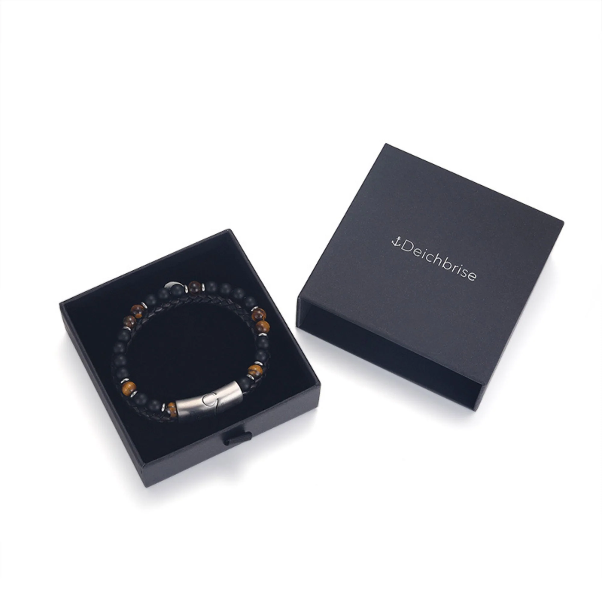 Armband Black Beach (Multistrang) Leder, Edelstahl, Onyx & Tiger-Eye (Kapitän rockt) - Image 6