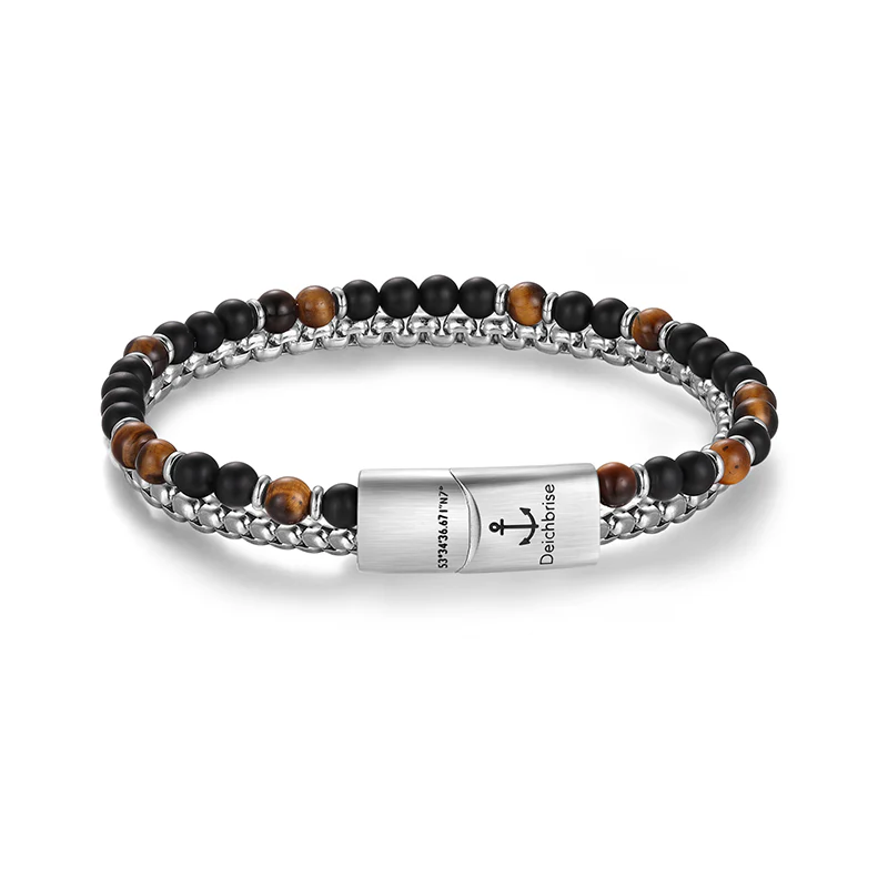 Armband Black Beach (Multistrang) Edelstahl, Onyx & Tiger-Eye (Küstengirls) - Image 7