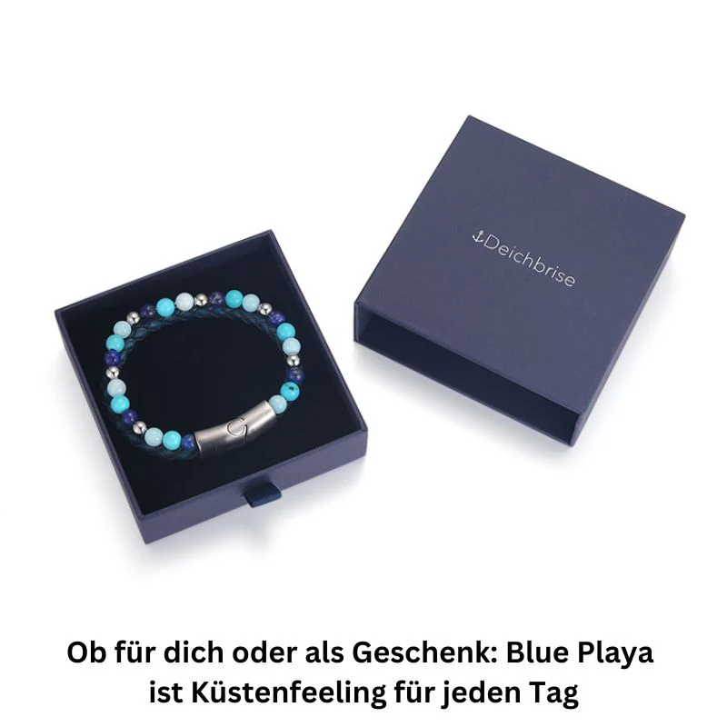 Armband Blue Playa (Multistrang) Vintage-Leder, Turquoise, Amazonit Jade & Lapis Lazuli - Image 6