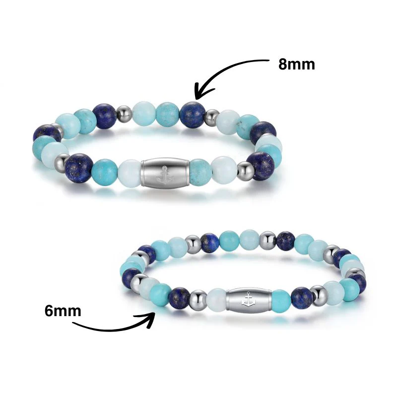 Armband Blue Playa mit Turquoise, Amazonit Jade, Lapis Lazuli und Edelstahl-Beads - Image 5