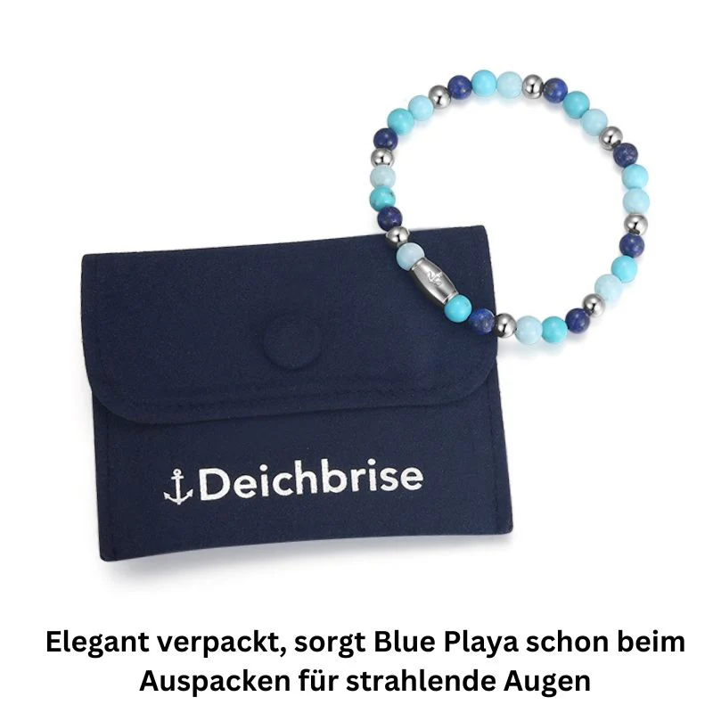 Armband Blue Playa mit Turquoise, Amazonit Jade, Lapis Lazuli und Edelstahl-Beads - Image 7
