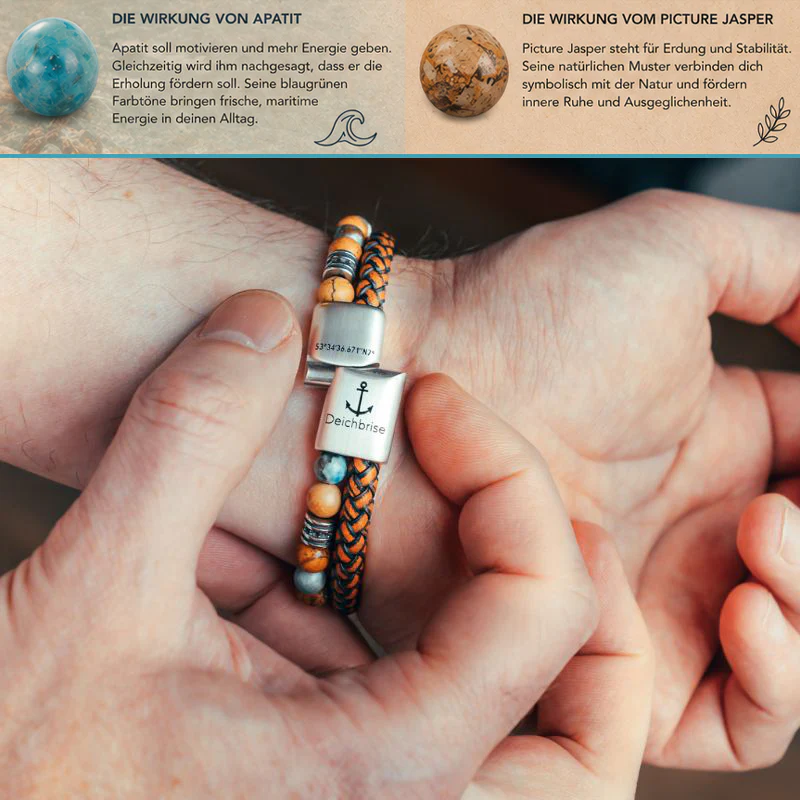 Armband Cala Mendia (Multistrang) Leder, Picture Jasper & Apatit - Image 4