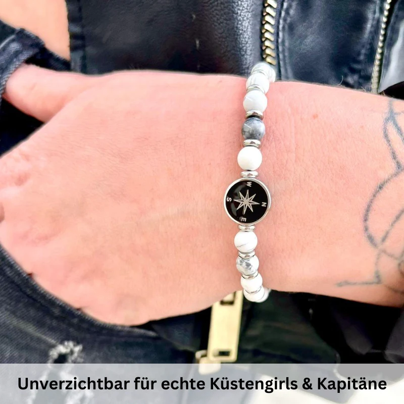 Armband Kompass aus White-Turquoise & Edelstahl - Image 2