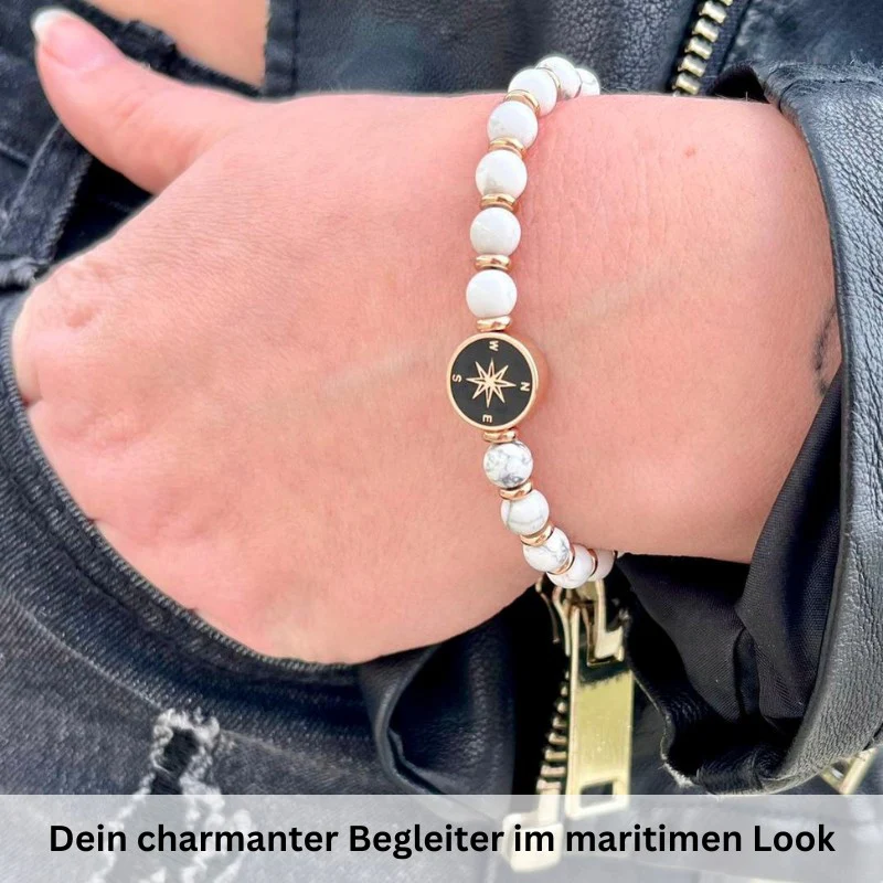 Armband Kompass aus White-Turquoise & Edelstahl - Image 4
