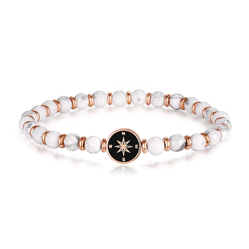 Armband Kompass aus White-Turquoise & Edelstahl - Image 5