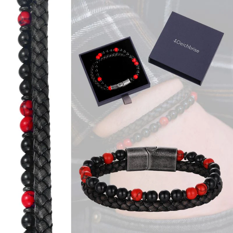 Armband Küstenbrandung (Multistrang) Onyx & Red Turquoise (Kapitän rockt) - Image 4