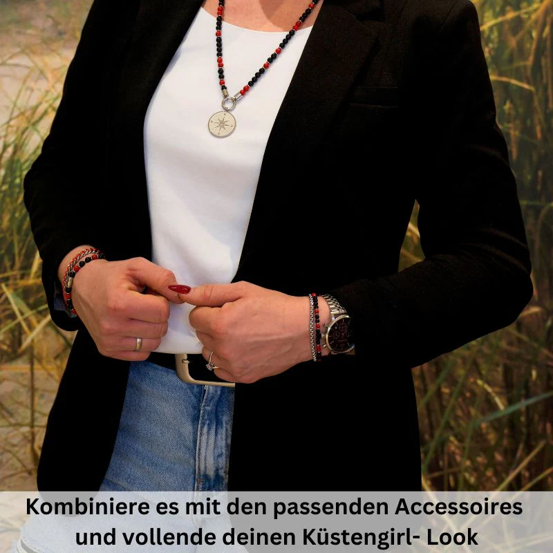 Armband Küstenbrandung (Multistrang) Onyx & Red Turquoise (Küstengirls) - Image 3