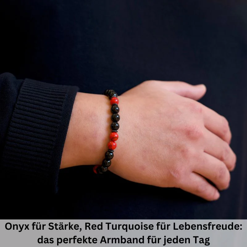 Armband Küstenbrandung Onyx, Red Turquoise, Edelstahl - Image 4
