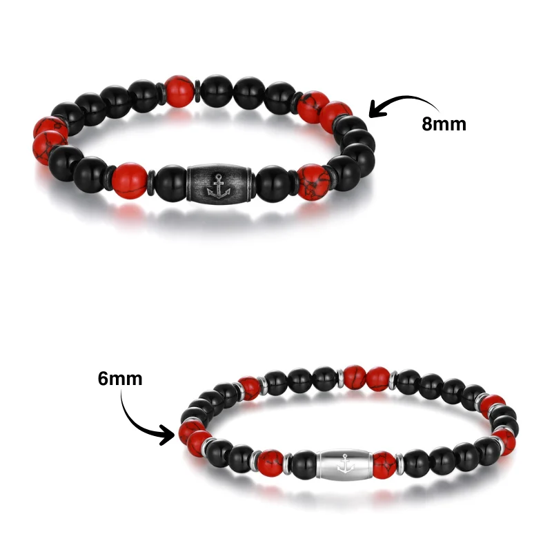 Armband Küstenbrandung Onyx, Red Turquoise, Edelstahl - Image 5