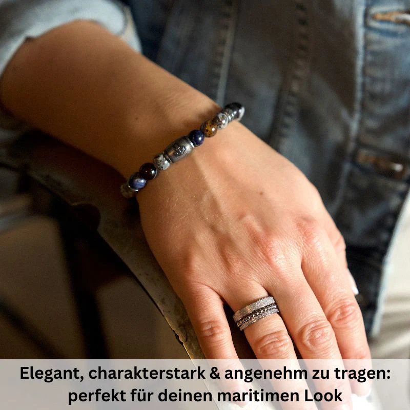 Armband Meereswellen mit Achat, Feuerstein, Sodalith & Edelstahl - Image 3