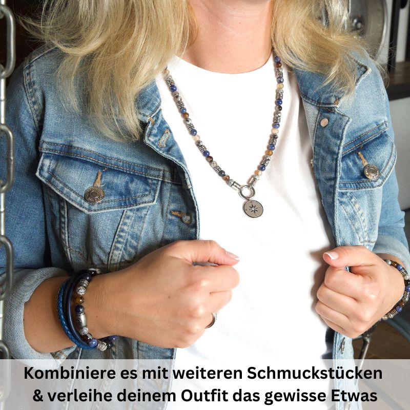 Armband Meereswellen mit Achat, Feuerstein, Sodalith & Edelstahl - Image 5
