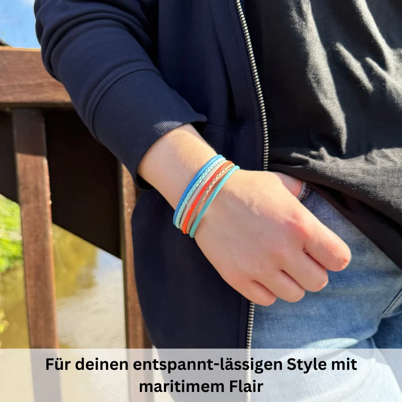 Armband Sunny Beach (Multistrang) mit Segelseil & Leder - Image 4
