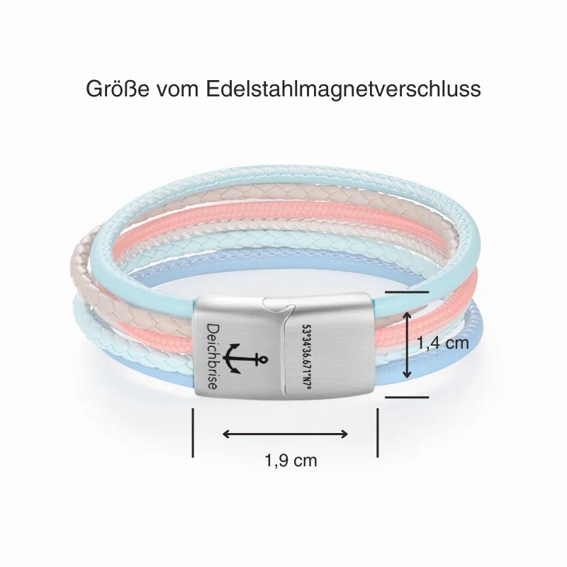Armband Sunny Beach (Multistrang) mit Segelseil & Leder - Image 5