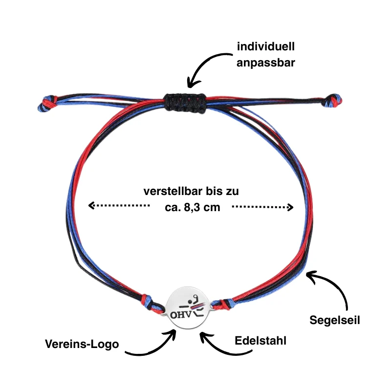 Logo-Fan-Armband OHV-Aurich aus Wachs-Seil & Edelstahl - Image 4