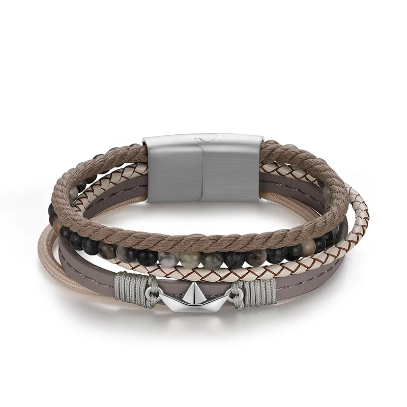 Armband Papierschiffchen (Multistrang) mit Segelseil, Leder & Picasso - Image 8