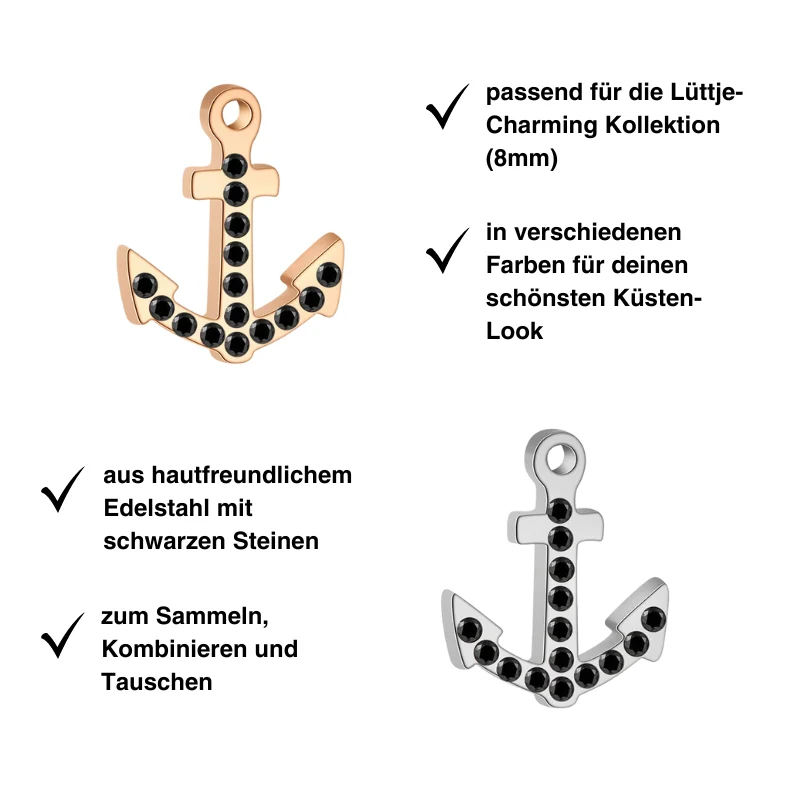 Charm Anker mit schwarzen Steinen (Lüttje-Charming) - Image 3