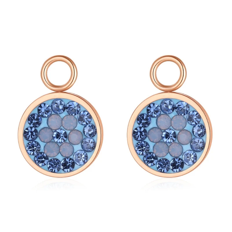 Charm für Ohrringe (Creolen) Bling Bling (blau) aus Edelstahl (Paar) - Image 3