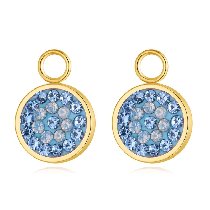 Charm für Ohrringe (Creolen) Bling Bling (blau) aus Edelstahl (Paar) - Image 6