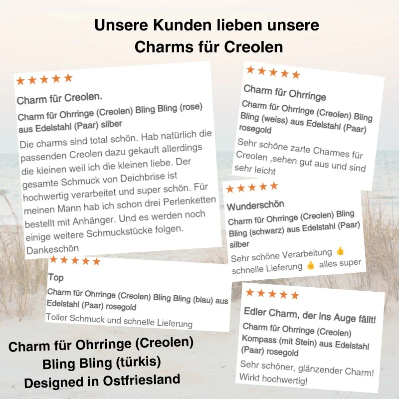 Charm für Ohrringe (Creolen) Bling Bling (türkis) (groß) aus Edelstahl (Paar) - Image 10