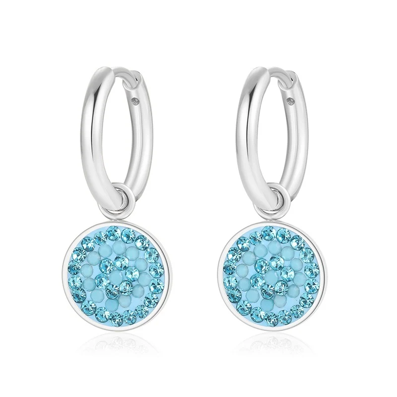 Charm für Ohrringe (Creolen) Bling Bling (türkis) (groß) aus Edelstahl (Paar) - Image 11