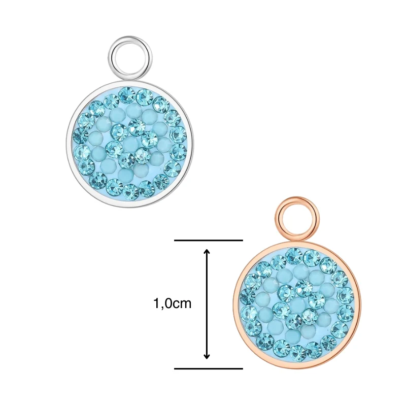 Charm für Ohrringe (Creolen) Bling Bling (türkis) (groß) aus Edelstahl (Paar) - Image 6