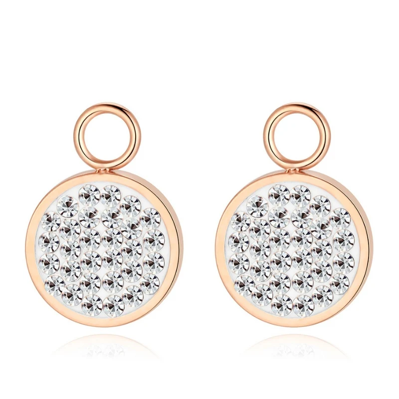 Charm für Ohrringe (Creolen) Bling Bling (weiss) aus Edelstahl (Paar) - Image 3