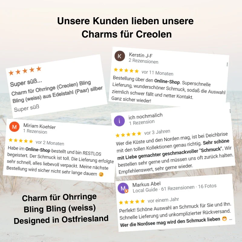 Charm für Ohrringe (Creolen) Bling Bling (weiss) aus Edelstahl (Paar) - Image 8