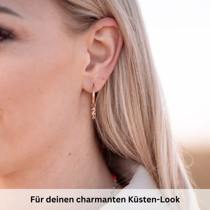 Charm für Ohrringe (Creolen) Seepferdchen aus Edelstahl (Paar) - Image 2
