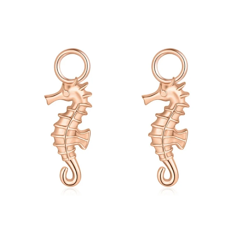 Charm für Ohrringe (Creolen) Seepferdchen aus Edelstahl (Paar) - Image 3