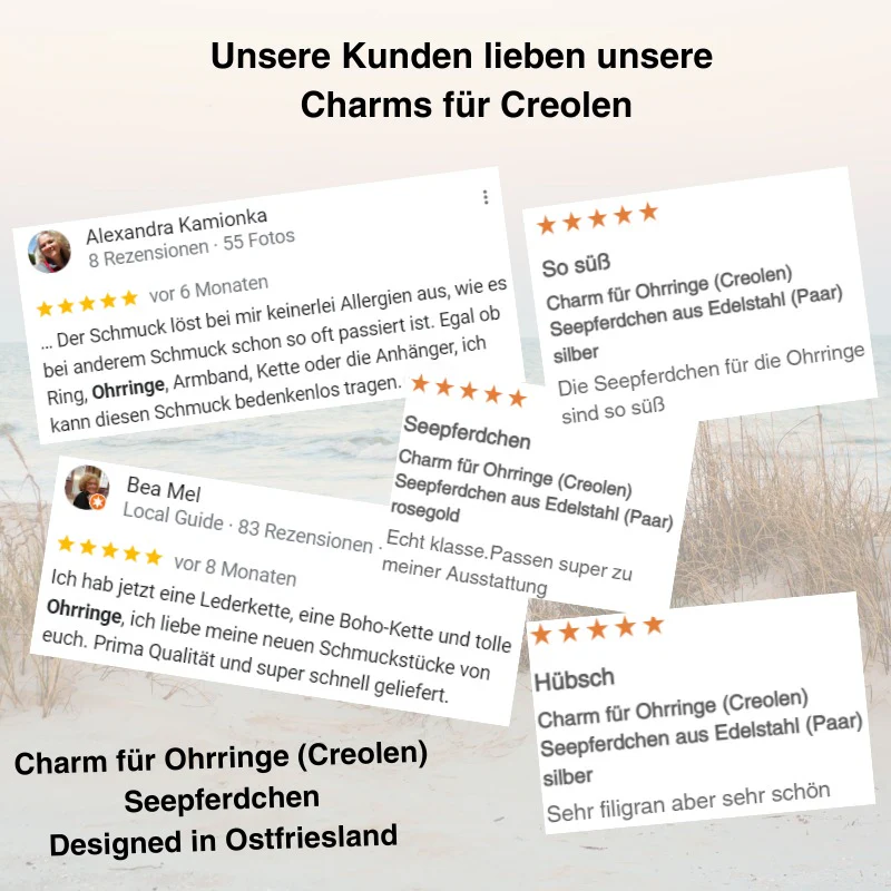 Charm für Ohrringe (Creolen) Seepferdchen aus Edelstahl (Paar) - Image 8