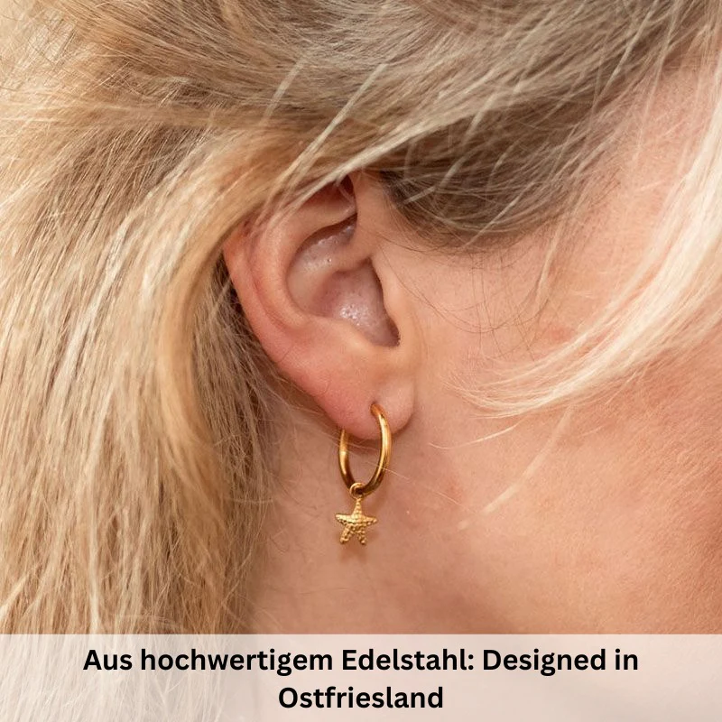 Charm für Ohrringe (Creolen) Seestern aus Edelstahl (Paar) - Image 3