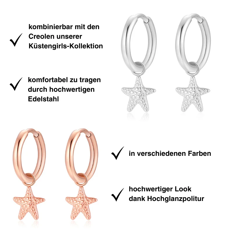 Charm für Ohrringe (Creolen) Seestern aus Edelstahl (Paar) - Image 6
