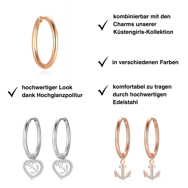 Creolen für Charm Anhänger (groß | 2,2cm) aus Edelstahl (Paar) - Image 4