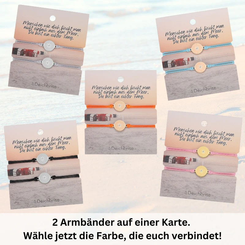 Freundschaftsarmbänder Kompass (2 Stück) aus Wachs-Seil & Edelstahl - Image 6