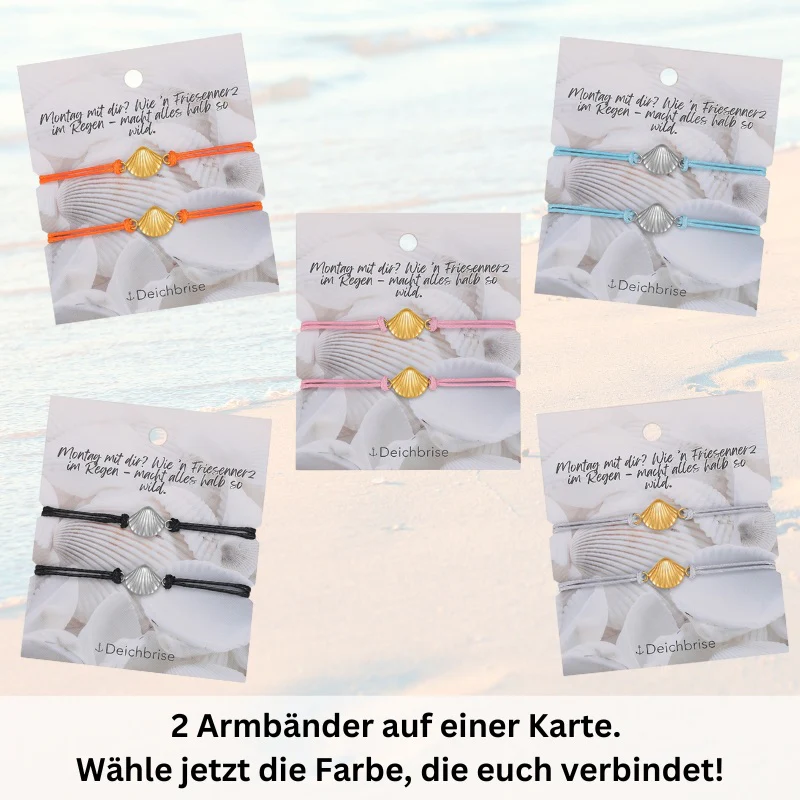 Freundschaftsarmbänder Muschel (2 Stück) aus Wachs-Seil & Edelstahl - Image 6