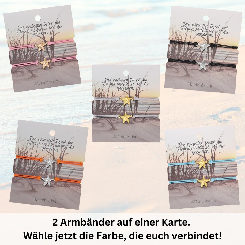 Freundschaftsarmbänder Seestern (2 Stück) aus Wachs-Seil & Edelstahl - Image 6
