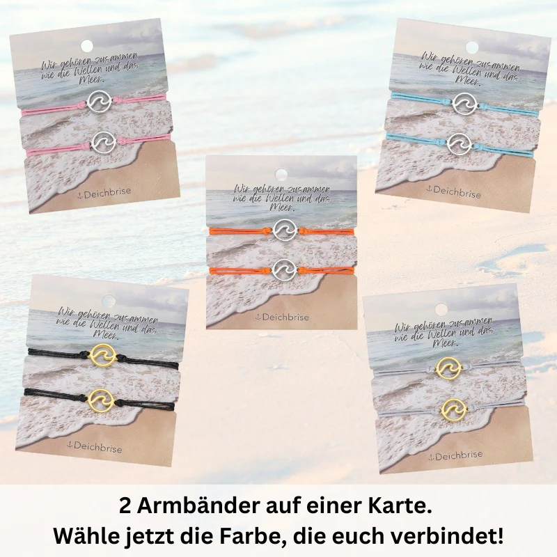 Freundschaftsarmbänder Welle (2 Stück) aus Wachs-Seil & Edelstahl - Image 6