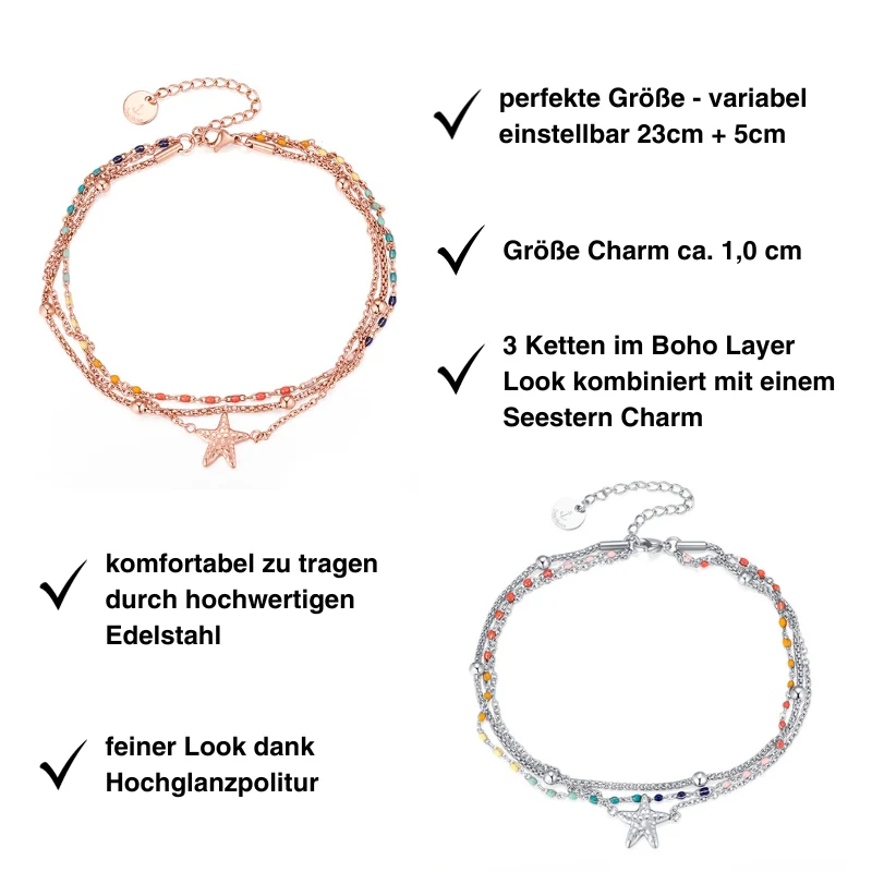 Fußkettchen aus Edelstahl Boho-Seestern - Image 3