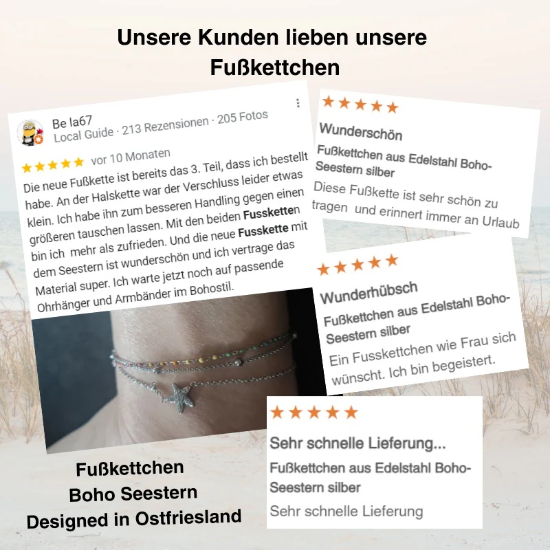 Fußkettchen aus Edelstahl Boho-Seestern - Image 8