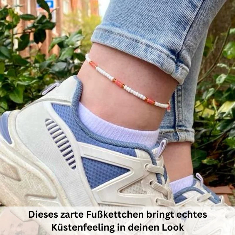 Fußkettchen Korallenglanz aus Nylon mit Glasperlen - Image 2