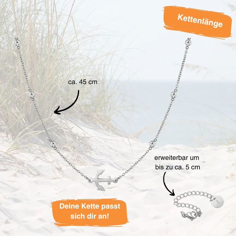 Kette aus Edelstahl Anker (mit Zirkonia-Steinen) - Image 6