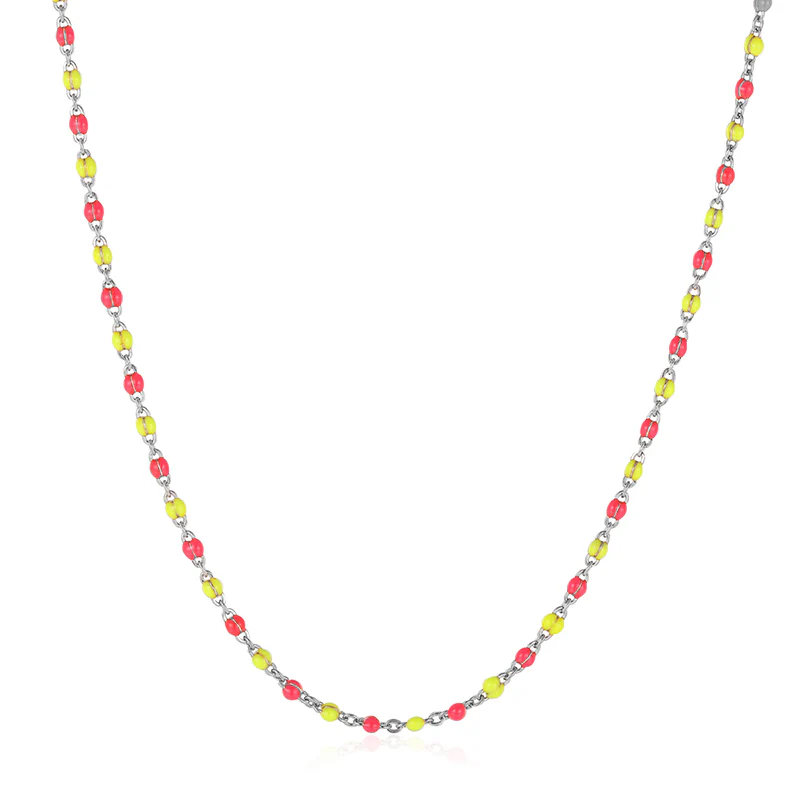 Kette aus Edelstahl Neongelb-Pink - Image 3